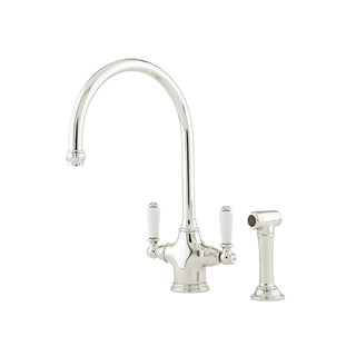 Shaws by Perrin & Rowe Ribble Kitchen Tap with Spray Rinse - Nickel LF AUSH.4360NIWPC-3