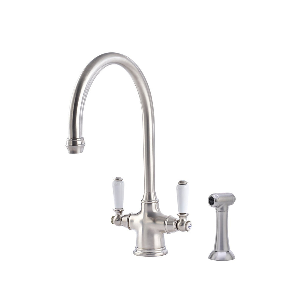 Shaws by Perrin & Rowe Ribble Kitchen Tap with Spray Rinse - Pewter LF AUSH.4360PFWPC-3