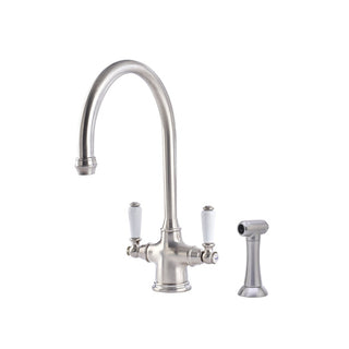 Shaws by Perrin & Rowe Ribble Kitchen Tap with Spray Rinse - Pewter LF AUSH.4360PFWPC-3