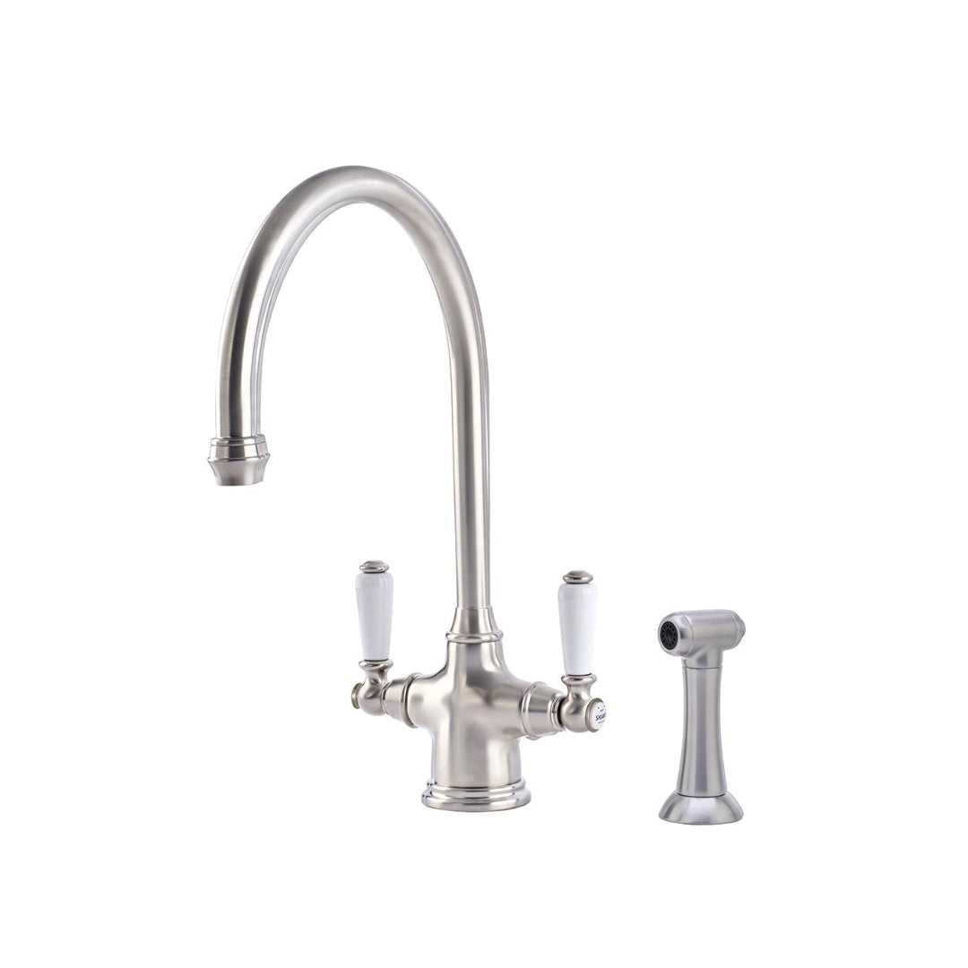 Shaws by Perrin & Rowe Ribble Kitchen Tap with Rinse - Pewter - AUSH.4360PFWPC