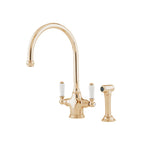 Shaws by Perrin & Rowe Ribble Kitchen Tap with Rinse - Polished Brass - AUSH.4360BRWPC