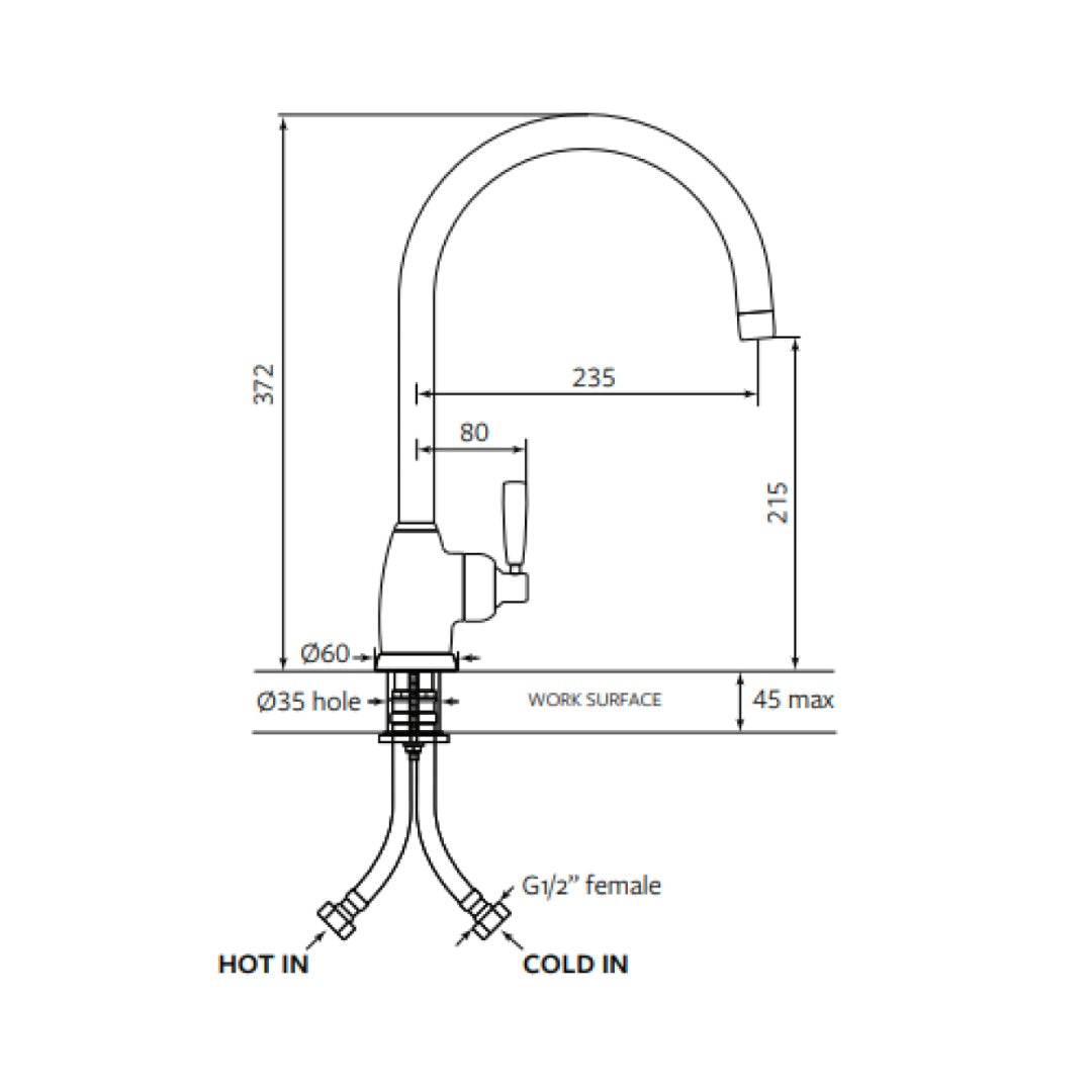 Shaws by Perrin & Rowe Roeburn Kitchen Mixer - Polished Brass - AUSH.4841BR