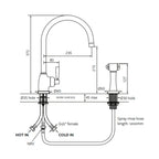 Shaws by Perrin & Rowe Roeburn Kitchen Tap with Spray Rinse - Pewter LF AUSH.4846PF-3