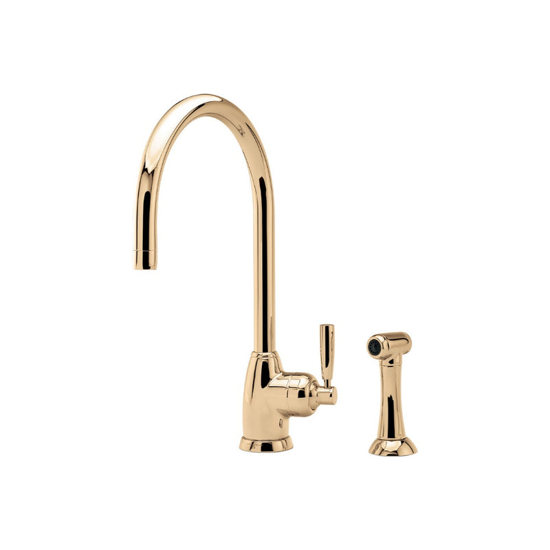 Shaws by Perrin & Rowe Roeburn Kitchen Mixer with Rinse - Polished Brass