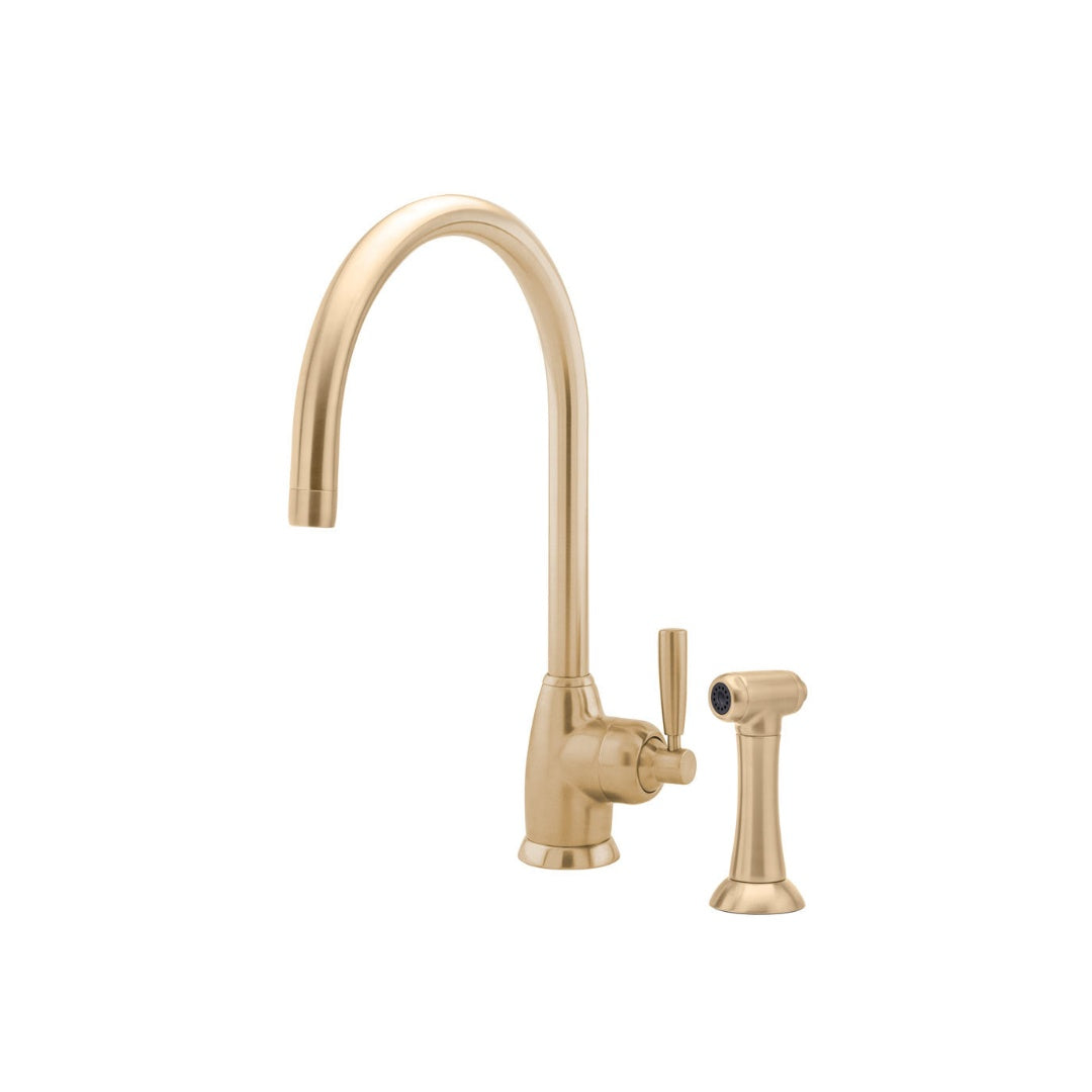 Shaws by Perrin & Rowe Roeburn Kitchen Mixer with Rinse - Satin Brass - AUSH.4846SB