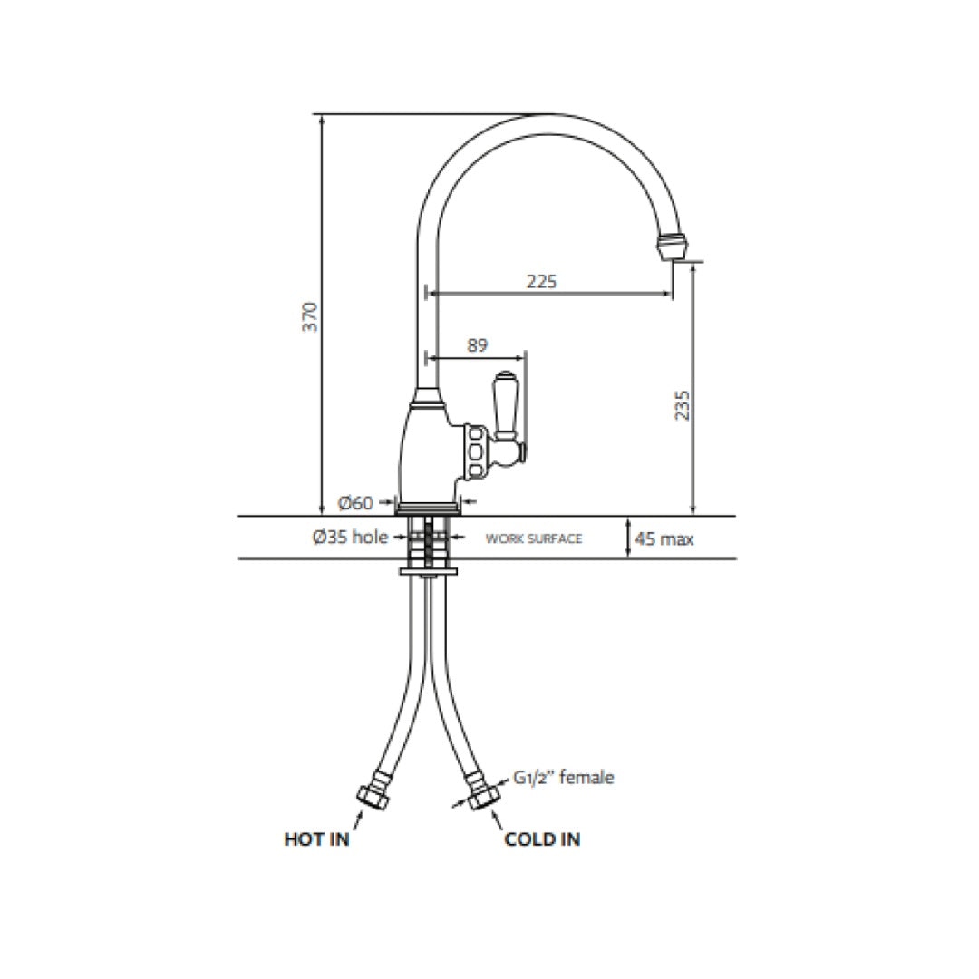 Shaws by Perrin & Rowe Yarrow Kitchen Mixer - Chrome - AUSH.4341CPWPC