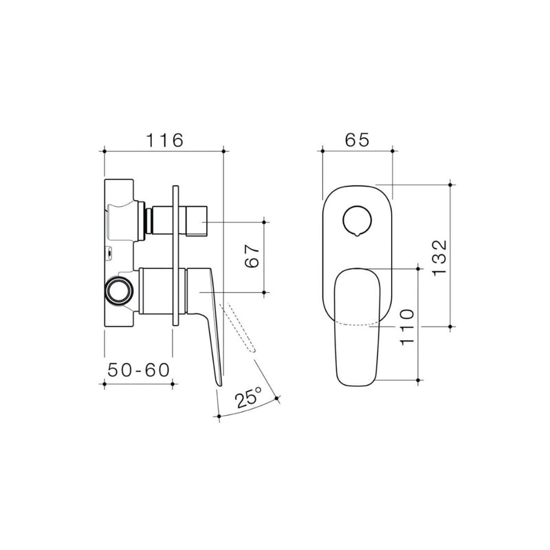 Caroma Contura II Bath/Shower Diverter Mixer Includes Body - Brushed Nickel