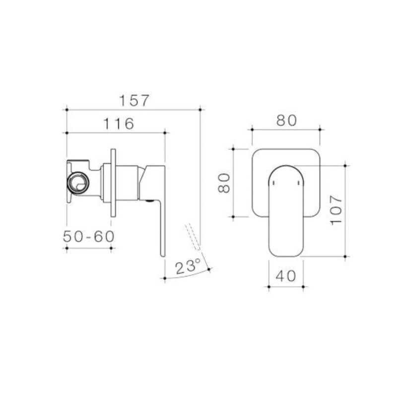 Caroma Luna Bath/Shower Mixer - Satin Black