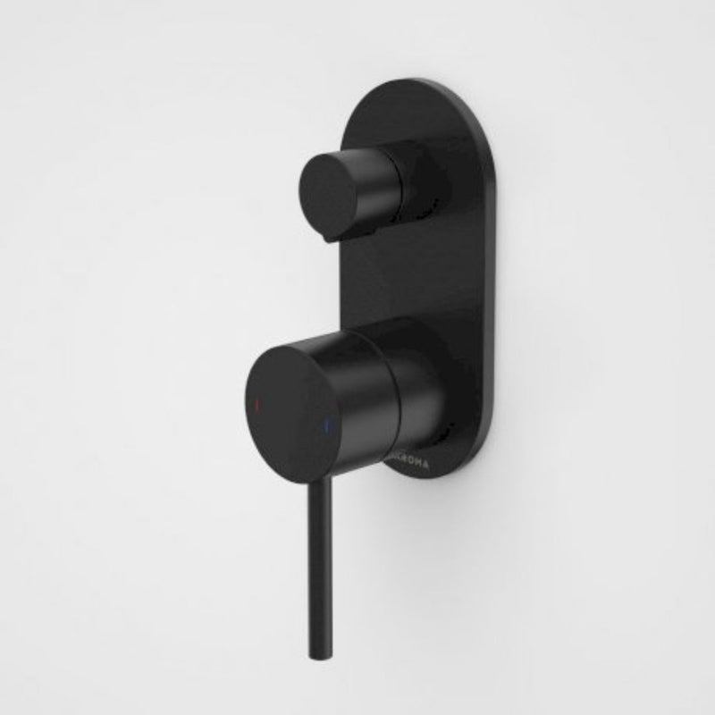 Caroma Liano II Bath / Shower Mixer With Diverter - Rounded Cover Plate - Matte Black
