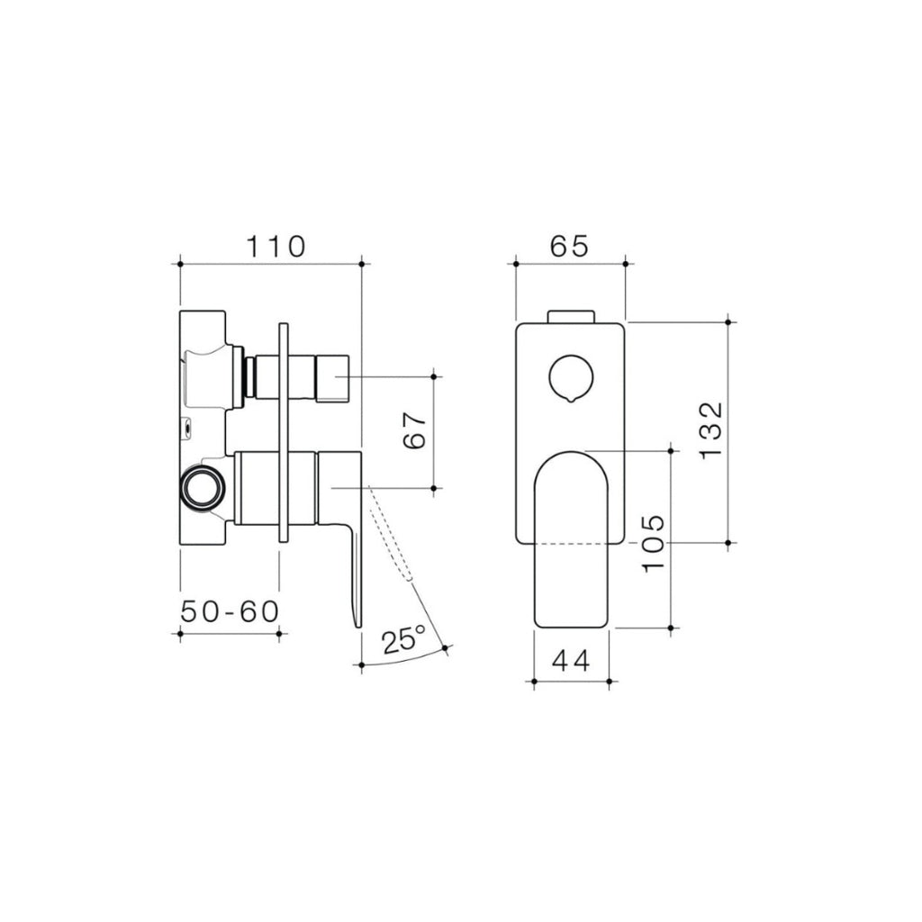 Caroma Urbane II Bath/Shower Mixer & Diverter with Rectangular Plate - Brushed Nickel - 99657BN