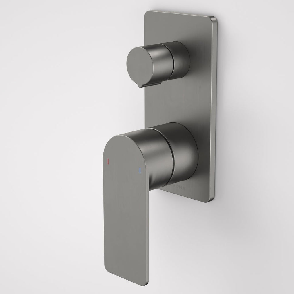 Caroma Urbane II Bath/Shower Mixer & Diverter with Rectangular Plate - Gun Metal - 99657GM