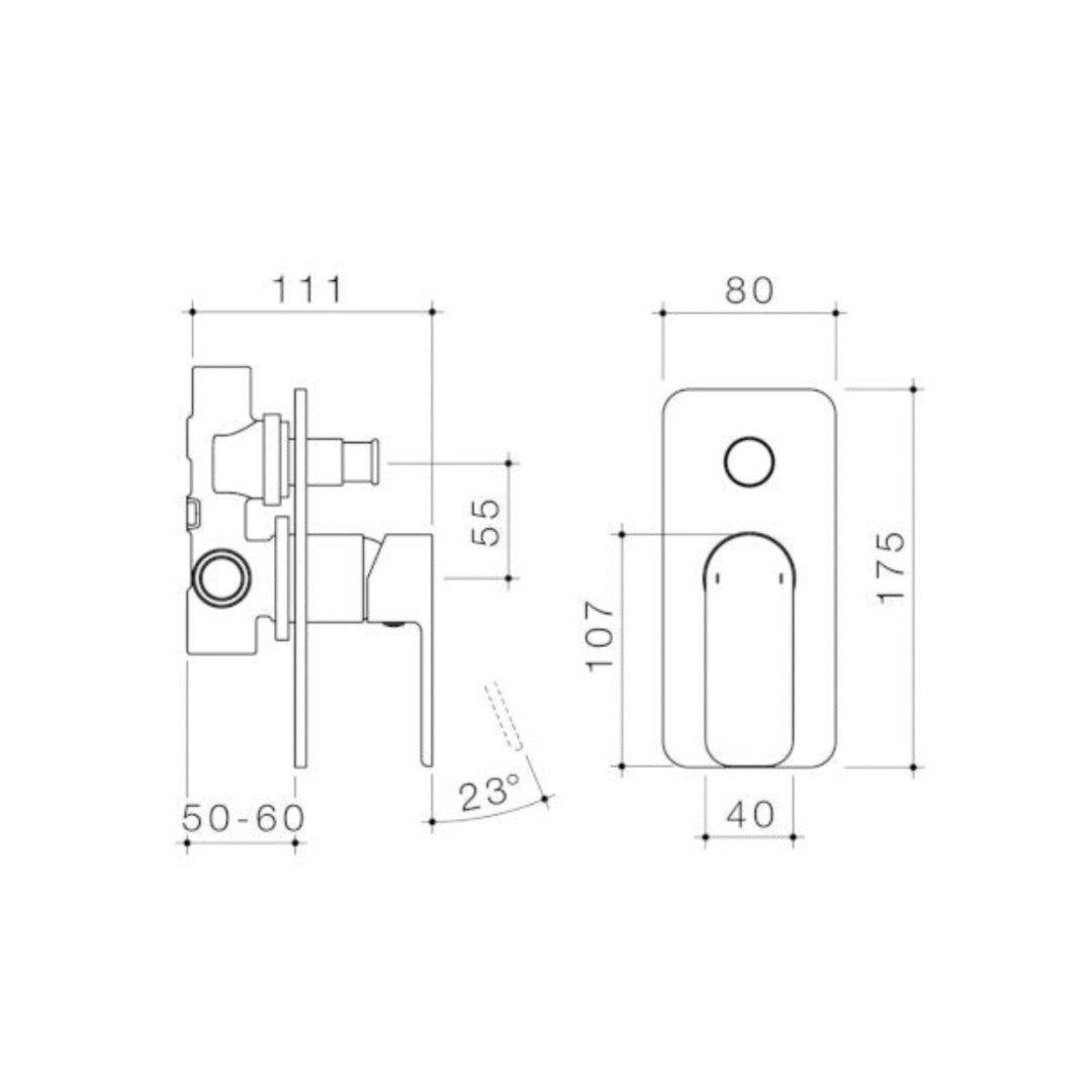 Caroma Luna Bath/Shower Mixer with Diverter - Black - 68185BL