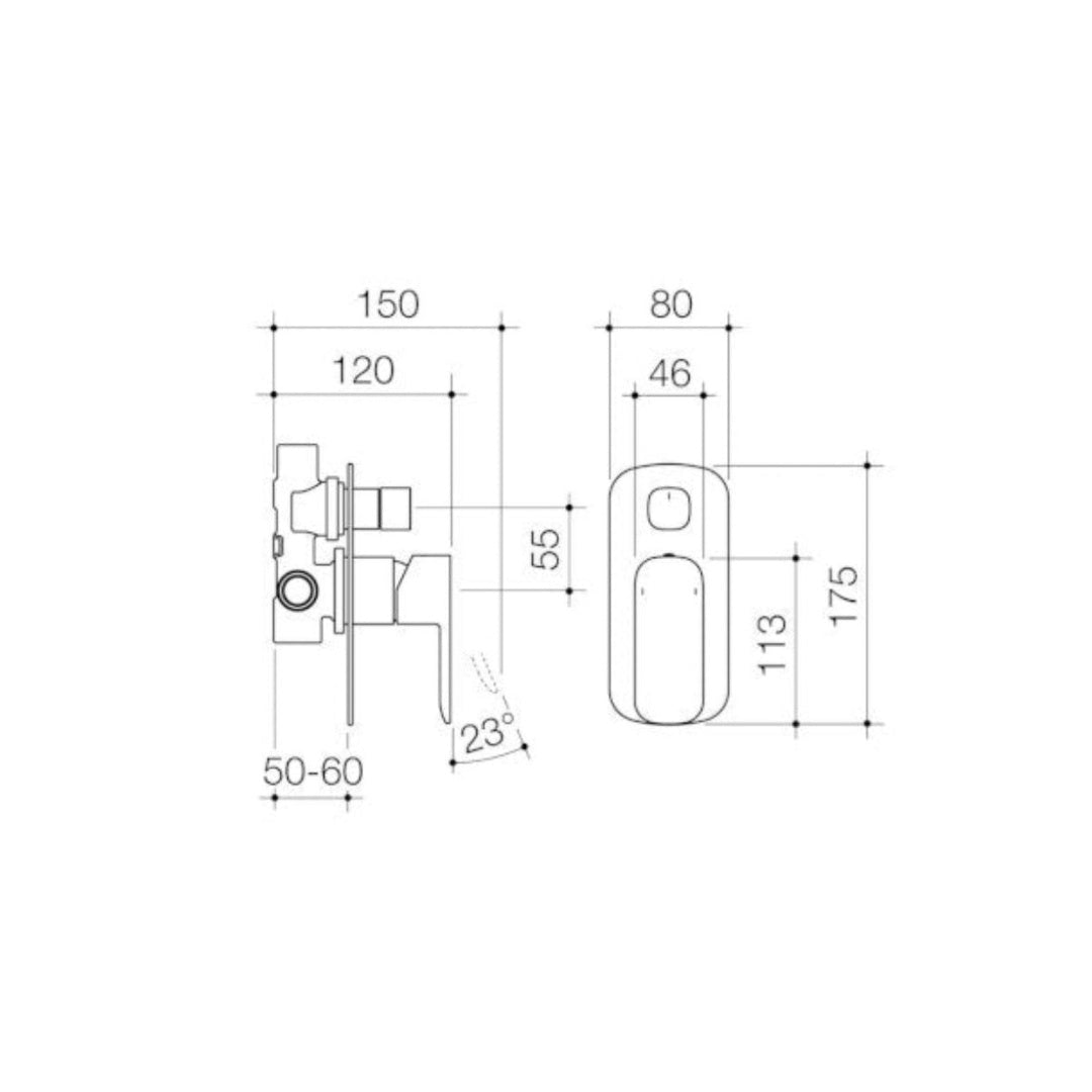 Caroma Contura Bath/Shower Mixer with Diverter - Black - 99586B
