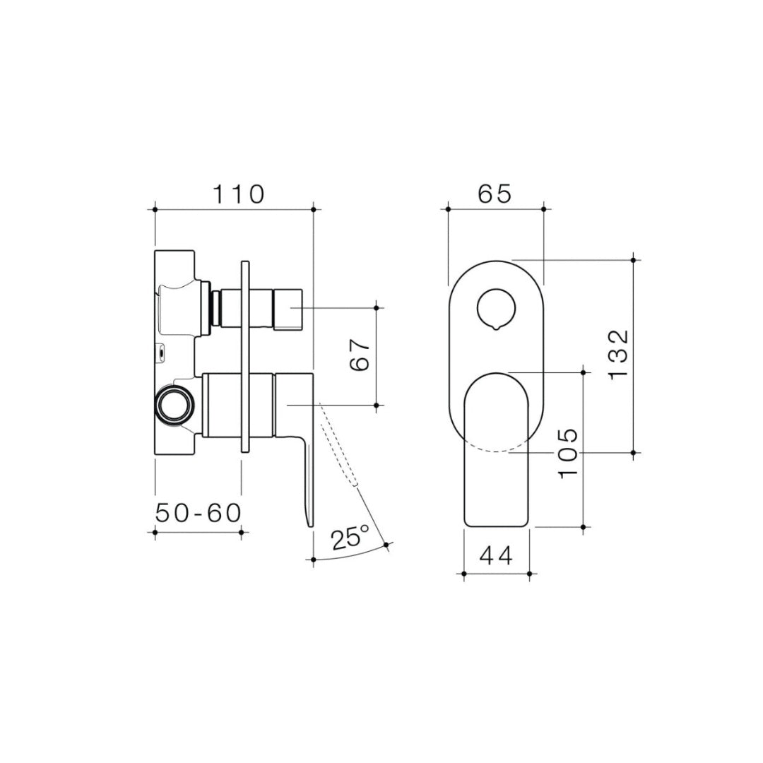 Caroma Urbane II Bath/Shower Round Plate Wall Mixer with Diverter - Chrome - 99656C
