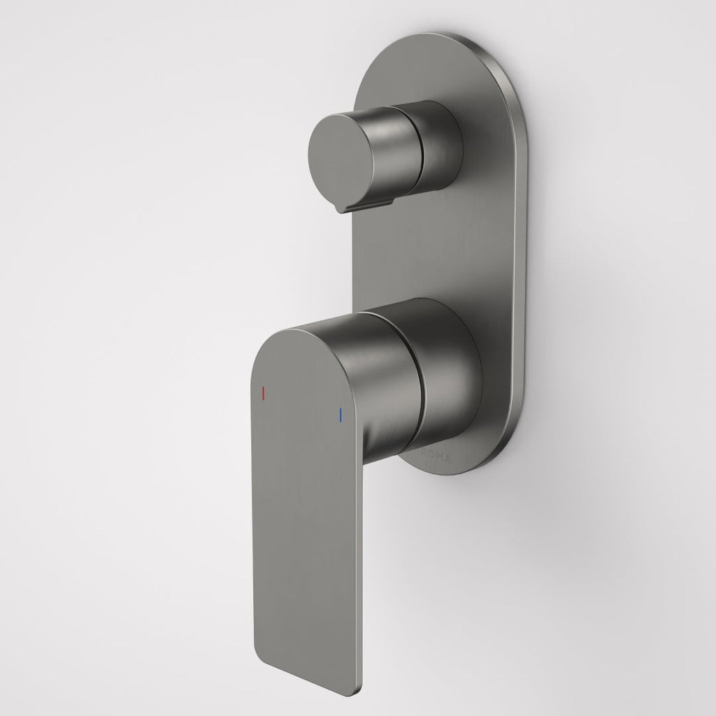 Caroma Urbane II Bath/Shower Round Plate Wall Mixer with Diverter - Gun Metal - 99656GM