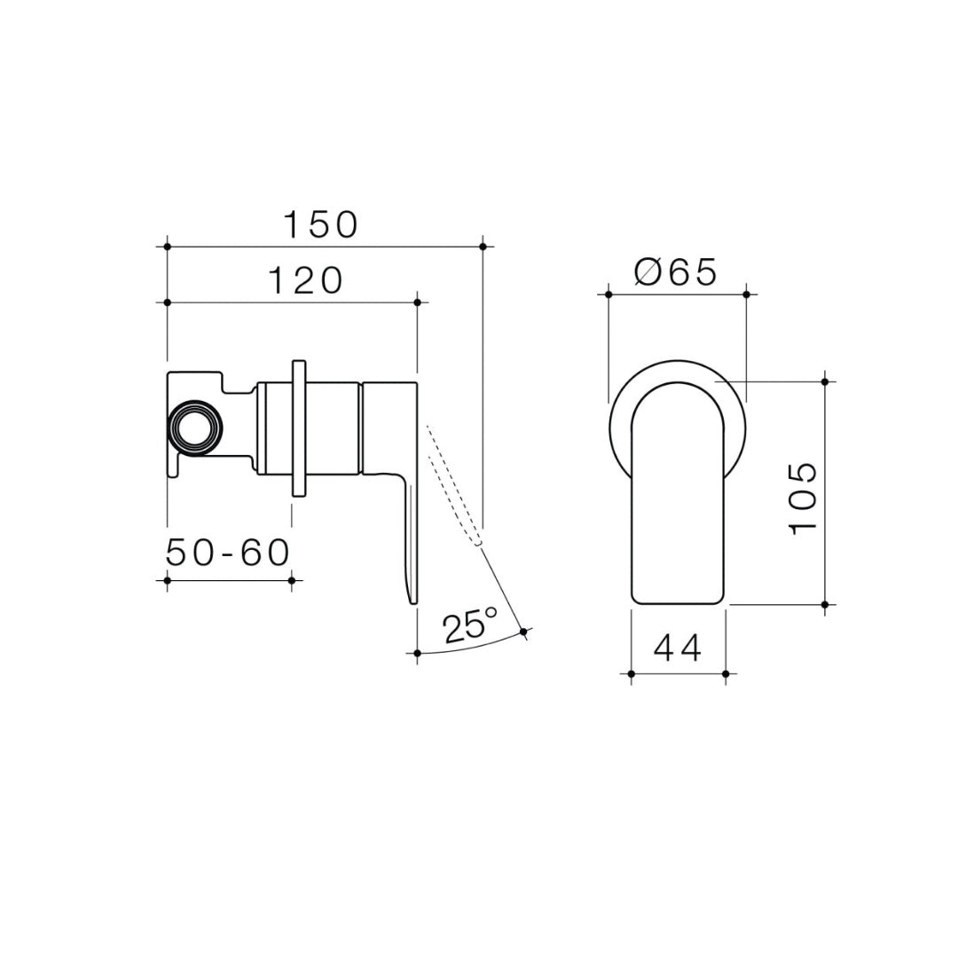 Caroma Urbane II Bath/Shower Round Wall Mixer - Matte Black - 99648B