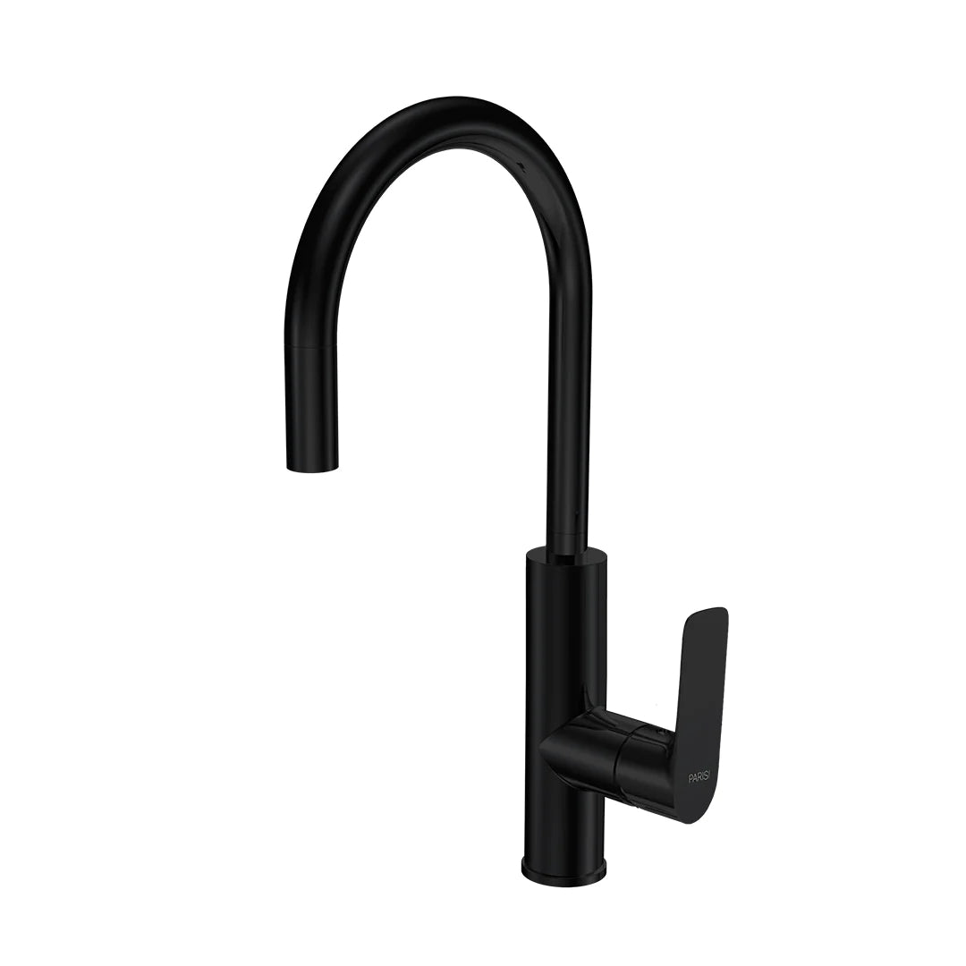Parisi Slim II Gooseneck Pull Out Sink Mixer - Matte Black - S2.07-1HRO.02