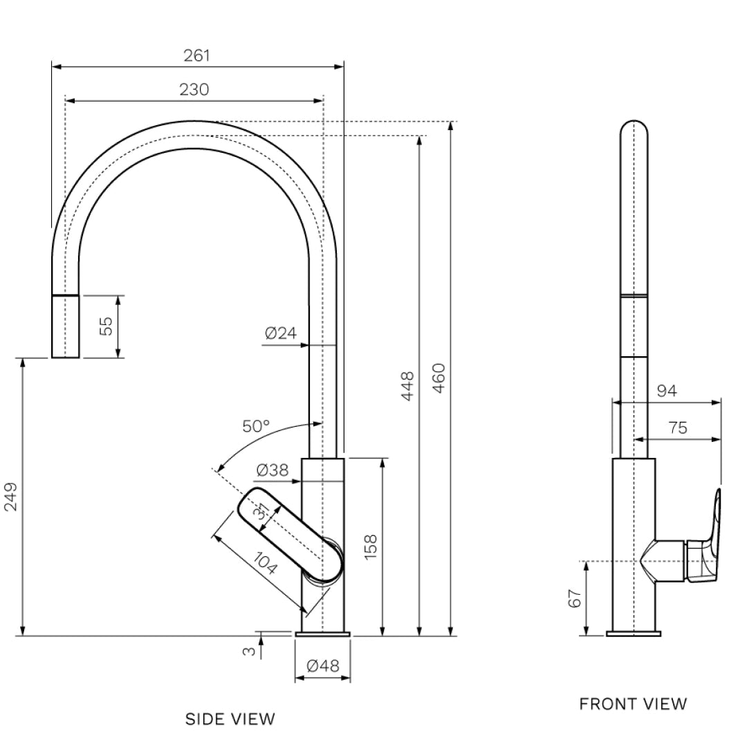 Parisi Slim II Gooseneck Pull Out Sink Mixer - Matte Bronze - S2.07-1HRO.48