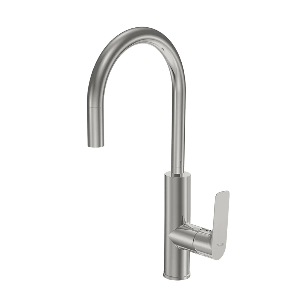 Parisi Slim II Gooseneck Kitchen Mixer - Brushed Nickel - S2.07-1HR.41