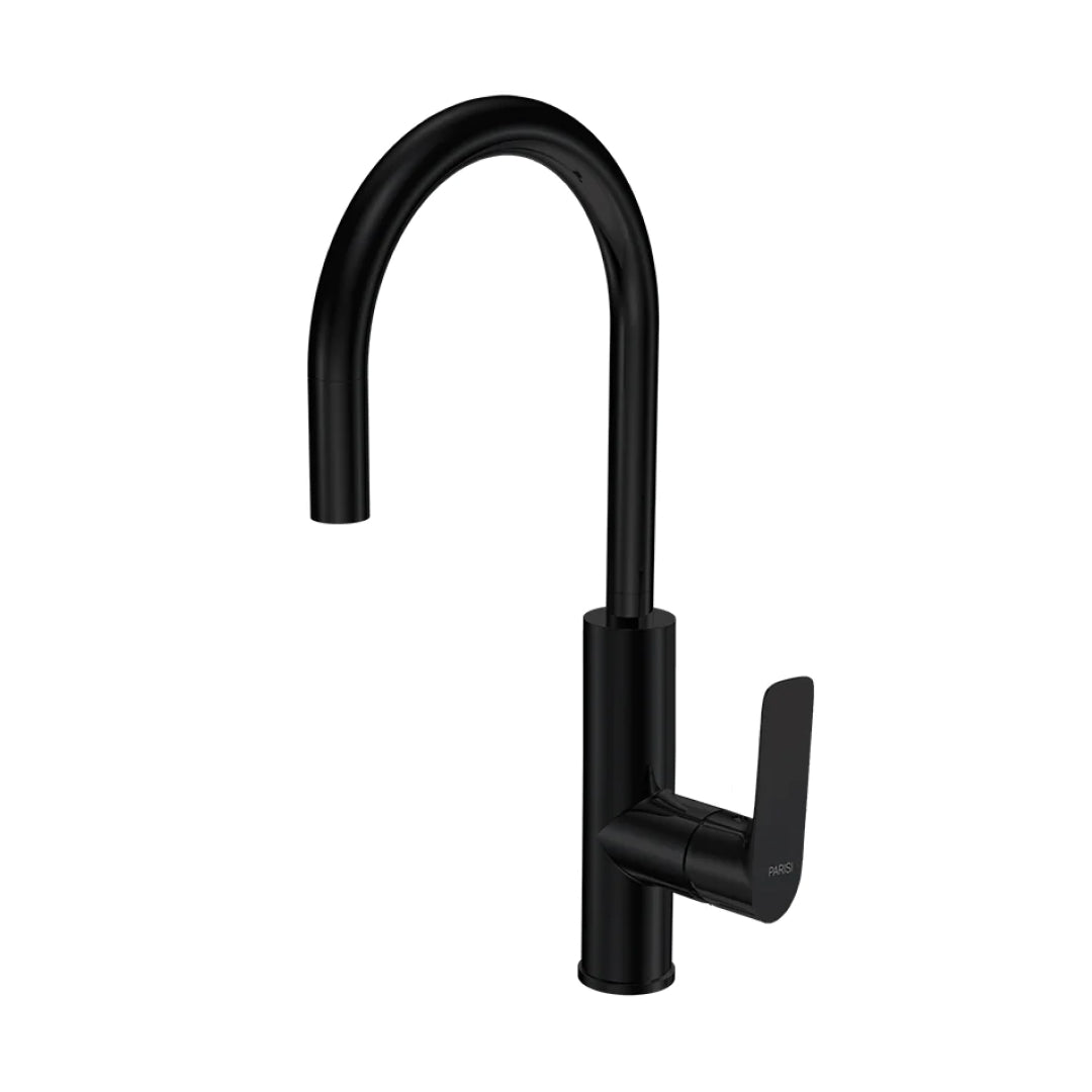Parisi Slim II Gooseneck Kitchen Mixer - Matte Black - S2.07-1HR.02