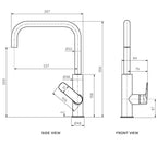 Parisi Slim II Square Kitchen Mixer - Brushed Nickel - S2.07-1HS.41
