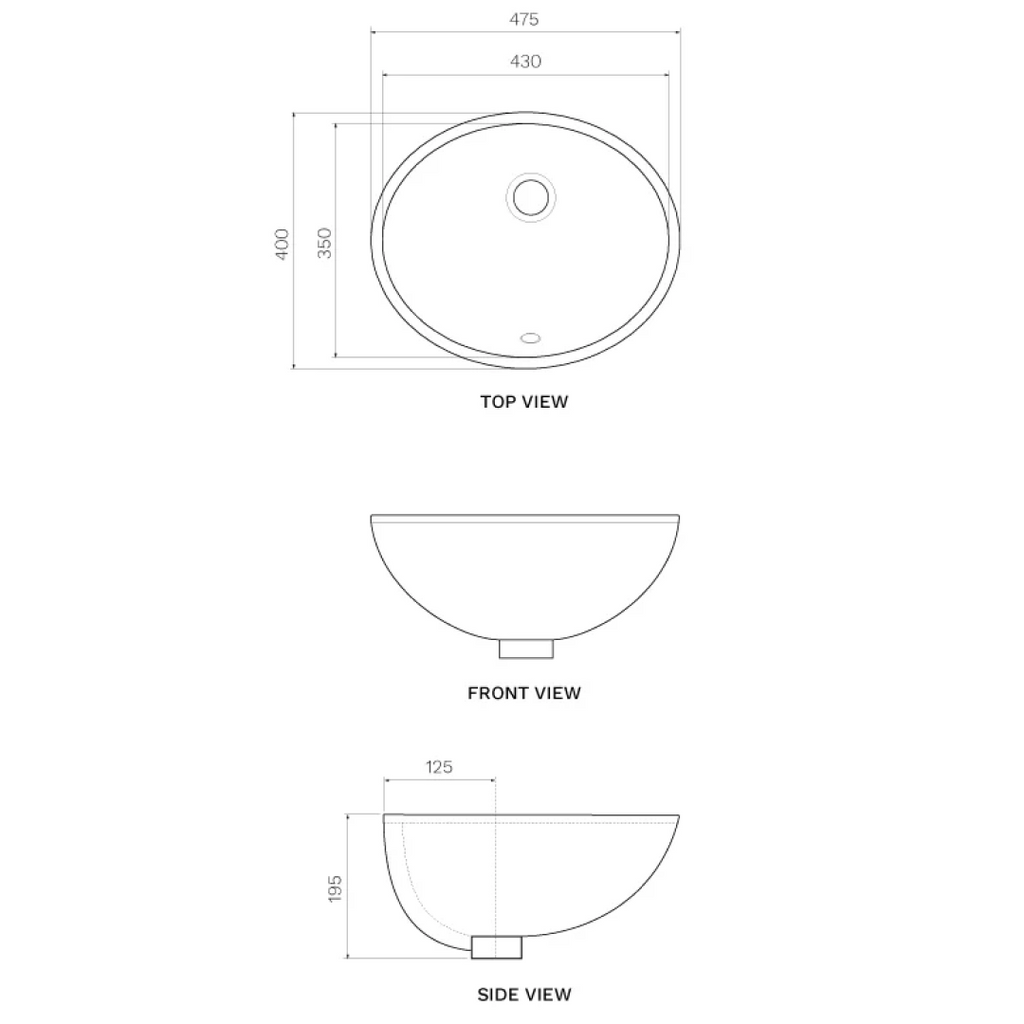 Parisi Sottovale 46 Undercounter Basin - Gloss White - PMP270