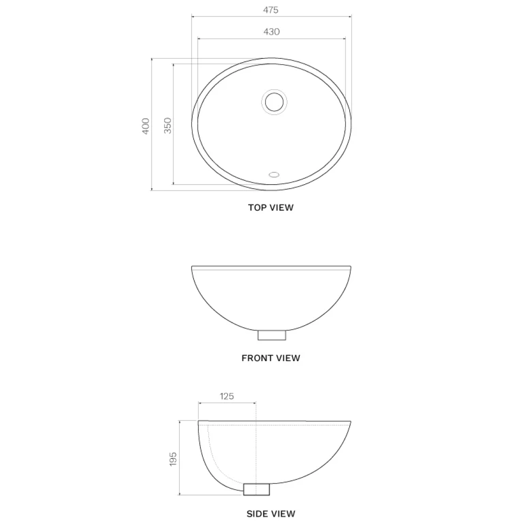 Parisi Sottovale 46 Undercounter Basin - Gloss White - PMP270