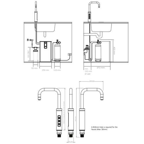 Puretec Filtered Sparkling, Chilled & Ambient Under Sink Unit - Gun Metal SPARQ-S5-GM