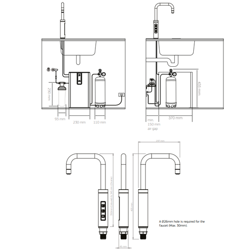 Puretec Filtered Sparkling, Chilled & Ambient Under Sink Unit - LF Brushed Gold SPARQ-S5-BG - SPARQ-S5-BG-LF