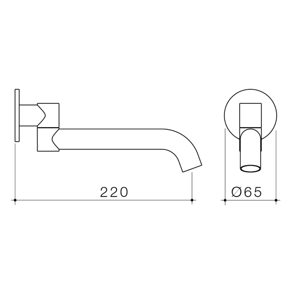 Caroma Liano II 220mm Bath Swivel Spout - Matte Black