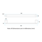 Thermorail 12V Flat Pill 632 Single Bar Heated Towel Rail - DSP6BR Brushed Stainless Steel