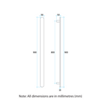 Thermorail 12V Flat Pill 900 Vertical Single Heated Towel Rail - VP900B Matte Black