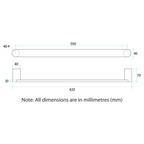 Thermorail 12V Flat Pill 632 Single Bar Heated Towel Rail - DSP6 Polished Stainless Steel