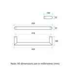Thermorail 12V Round 450 Single Bar Heated Towel Rail - DSR4 Polished Stainless Steel