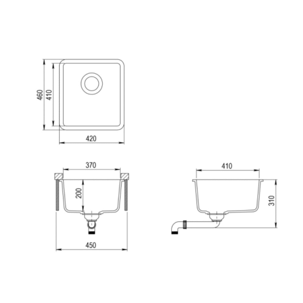 Sterling Neptune Single Bowl Sink SNEP02FBW-MB - Granite Matte Black