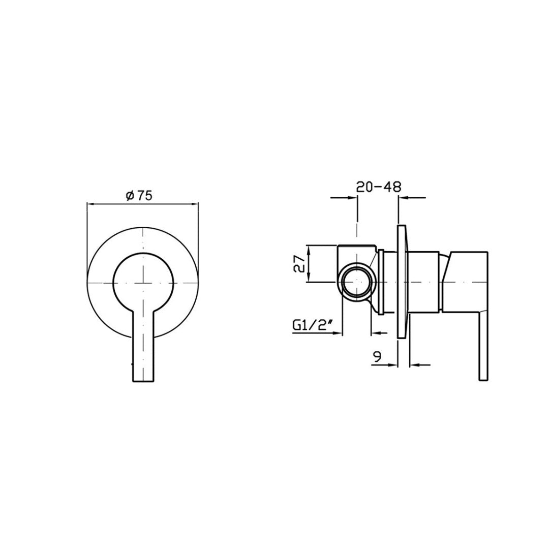 Zucchetti Gil Bath & Shower Wall Mixer Includes In-Wall Body - Chrome - ZGL122 + R99499