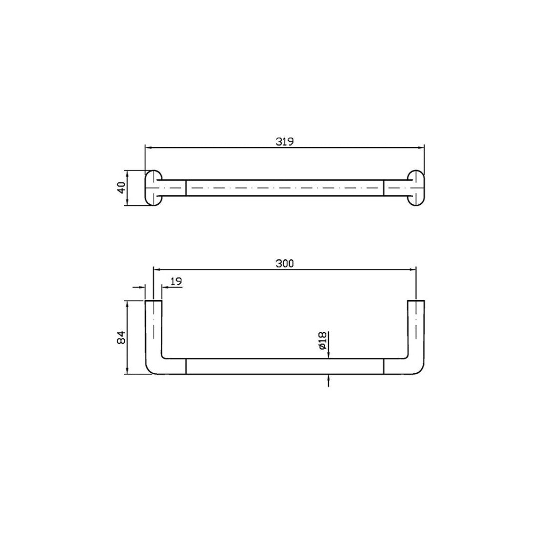 Zucchetti MedaMeda Single 300mm Towel Rail - Chrome - ZAD920