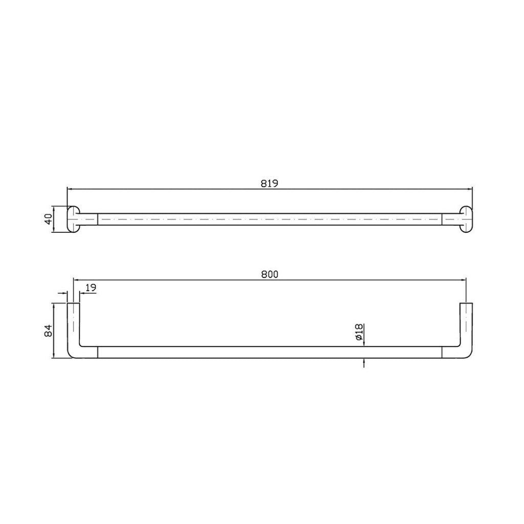 Zucchetti MedaMeda Single 800mm Towel Rail - Chrome - ZAD923