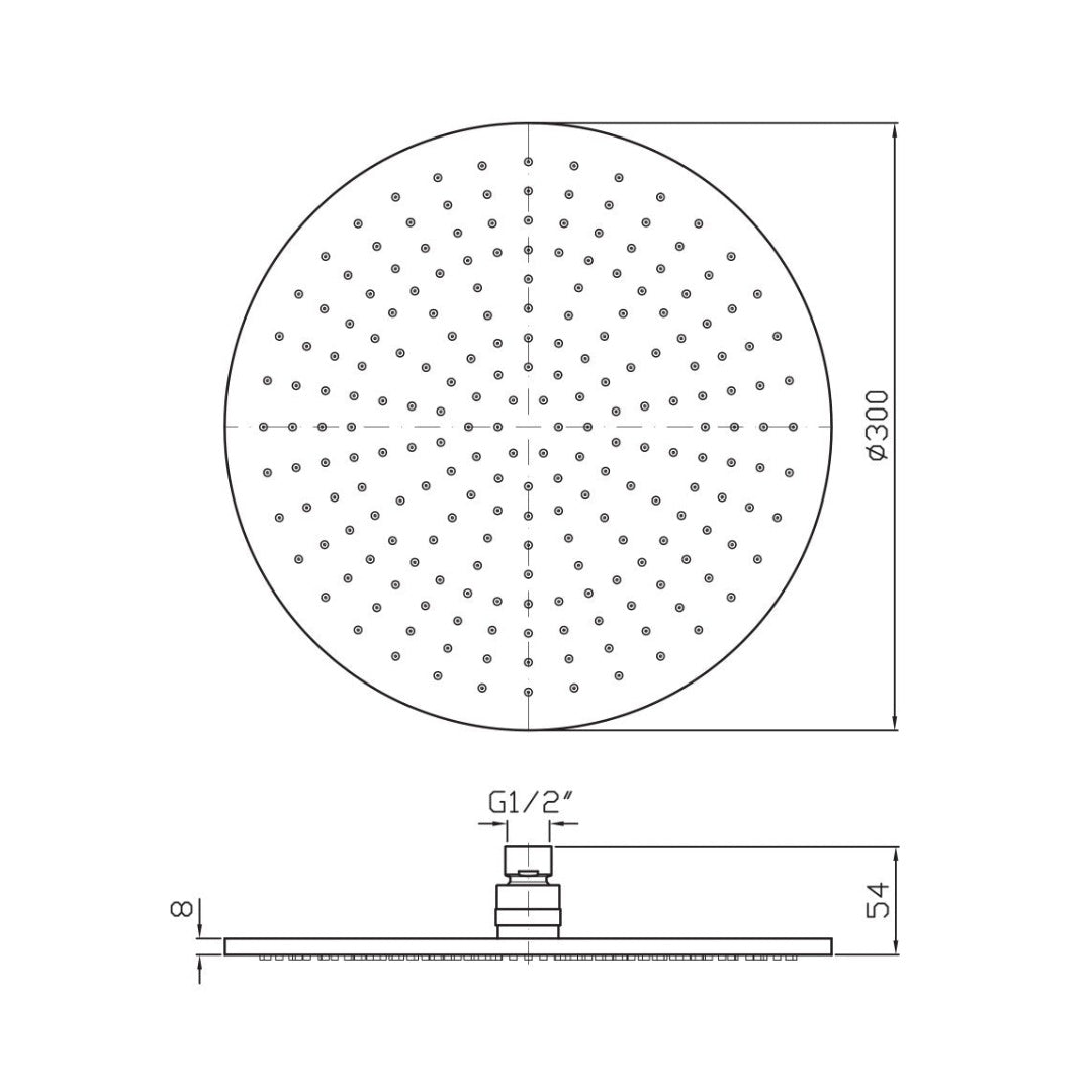 Zucchetti 300mm Round Shower Head - Chrome - Z94266