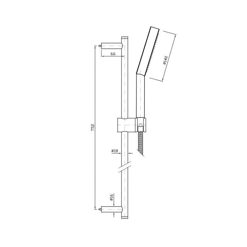 Zucchetti Hand Shower & Sliding Rail Set - Chrome