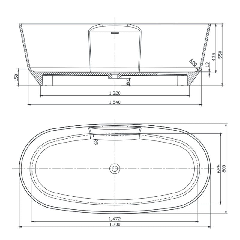 Studio Bagno Decus 1700 Freestanding Bath - Matte White