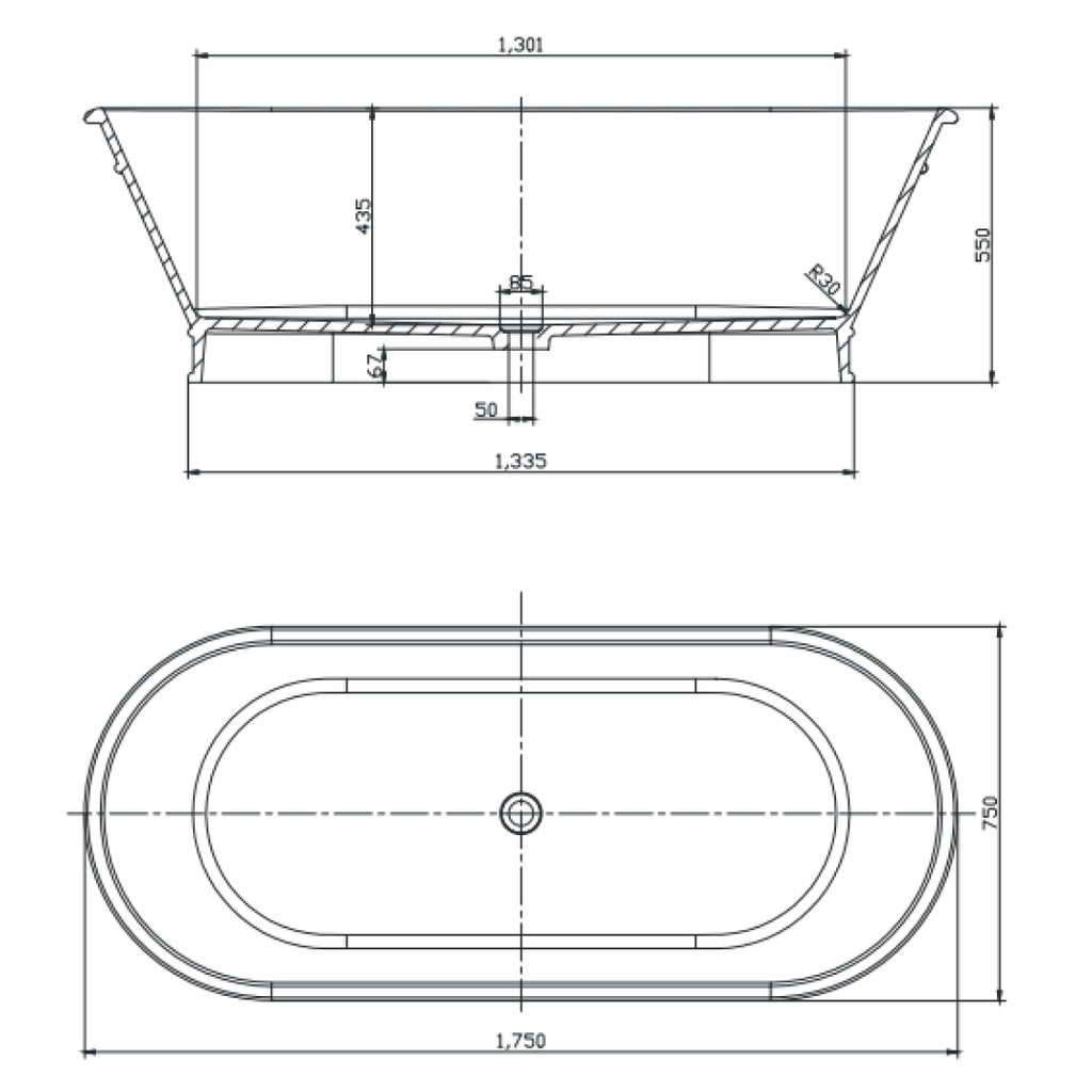 Studio Bagno Impero 1750 Freestanding Bath - Matte White - IMP007/MW