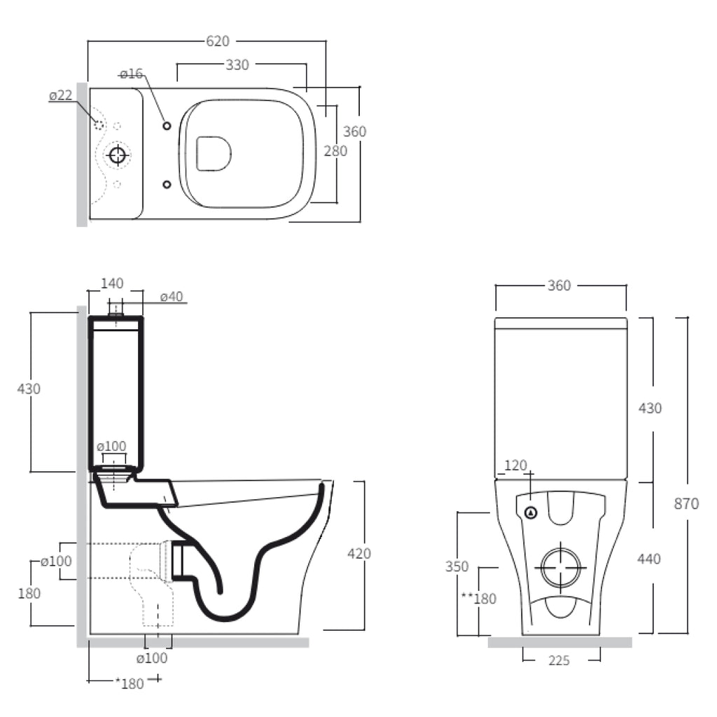 Studio Bagno Sythesis Eco Rimless Toilet Suite - SYN001