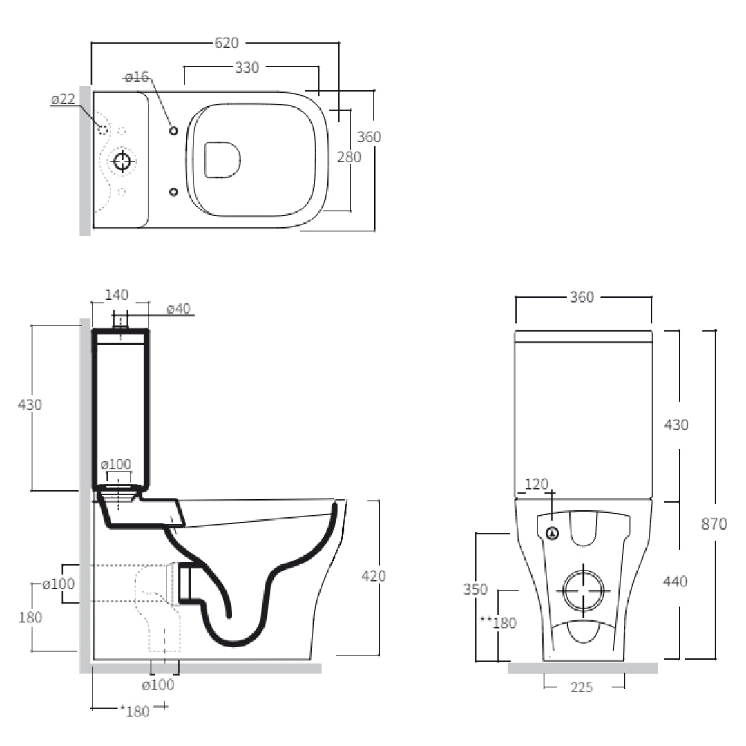 Studio Bagno Sythesis Eco Rimless Toilet Suite - SYN001