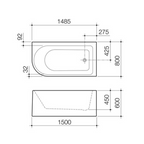 Stylus Origin 1500 Right Hand Corner Bath - OR5RHCW