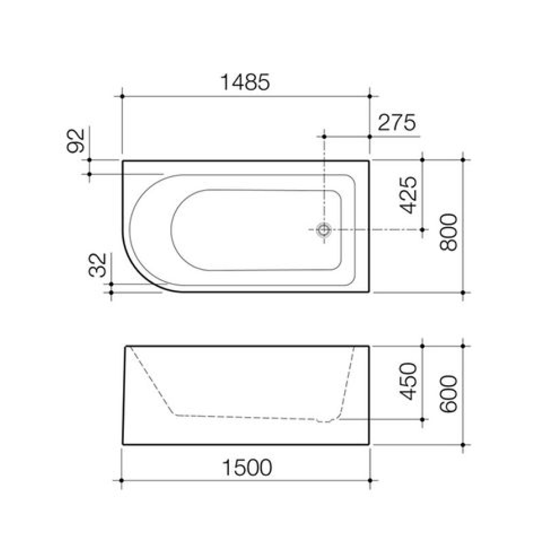 Stylus Origin 1500 Right Hand Corner Bath - OR5RHCW