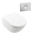 Villeroy & Boch Subway 3.0 Wall Hung Toilet incl/VB Cistern Package - E100 Satin Button - 4670T001S4B + 92248569 + 92233500