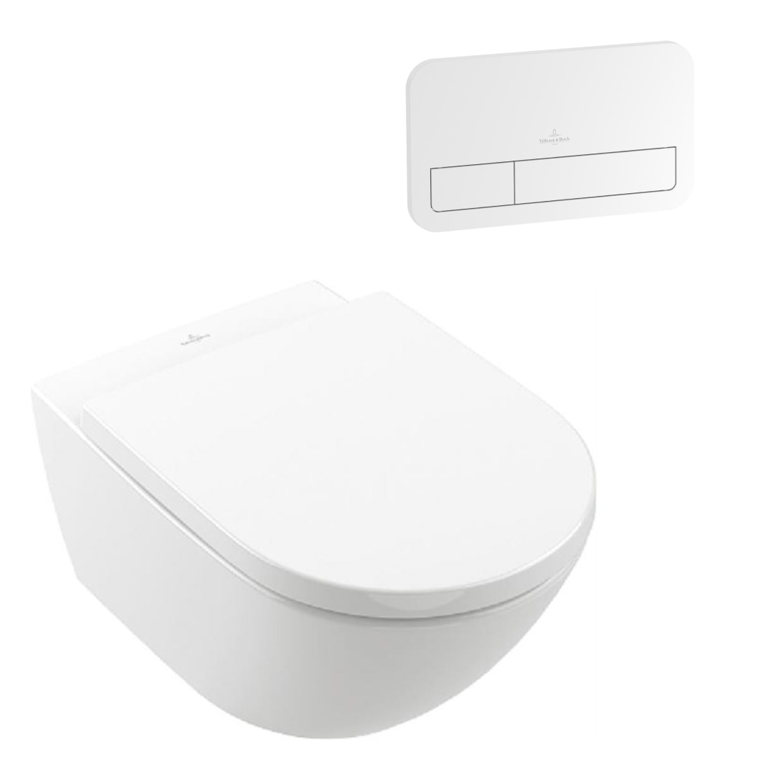 Villeroy & Boch Subway 3.0 Wall Hung Toilet incl/VB Cistern Package - E200 White Button - 4670T001S4B + 92249068 + 92233500