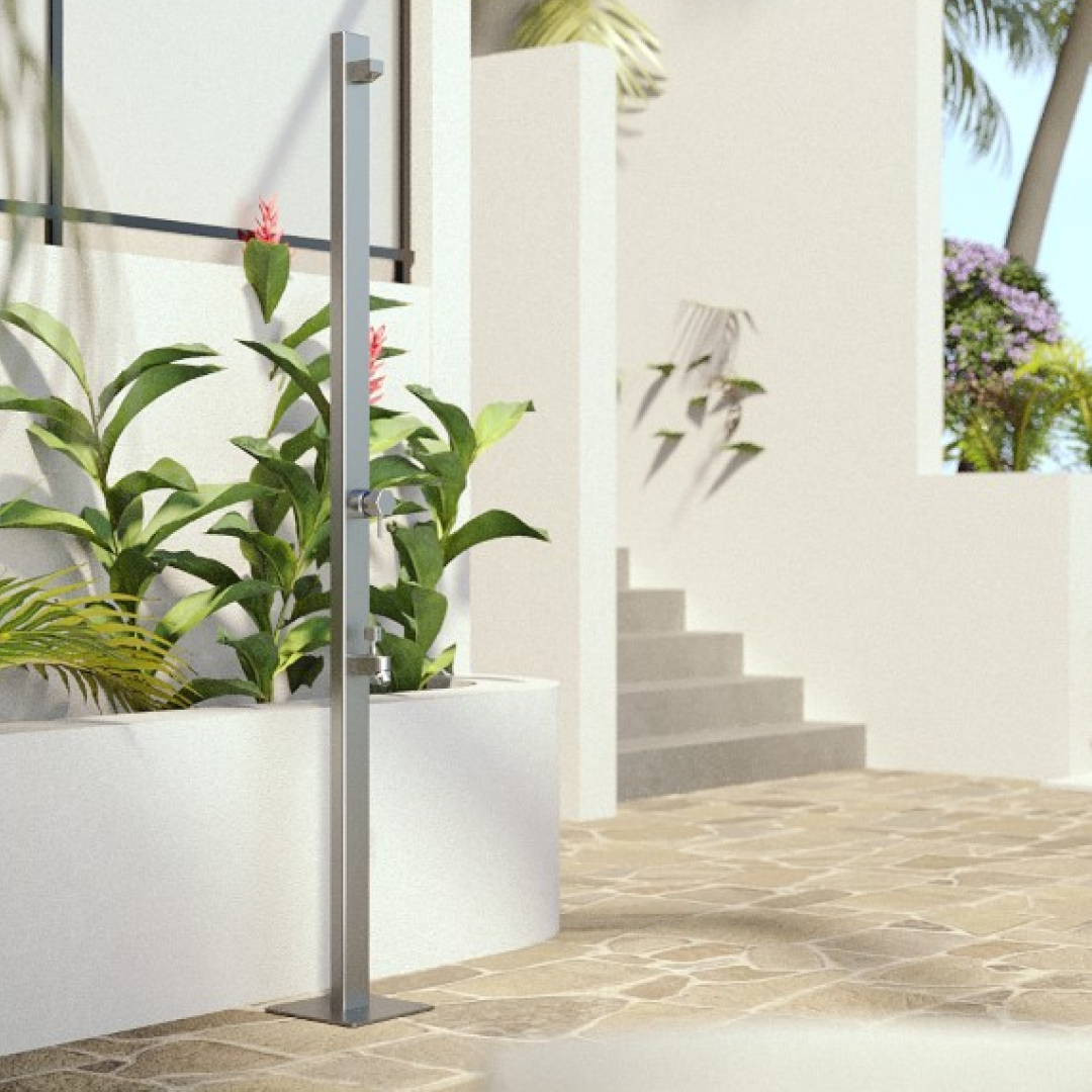 Rainware Suncoast Premium Freestanding Hot & Cold Shower w/Footwash - 316 Stainless Steel - 4505-Suncoast