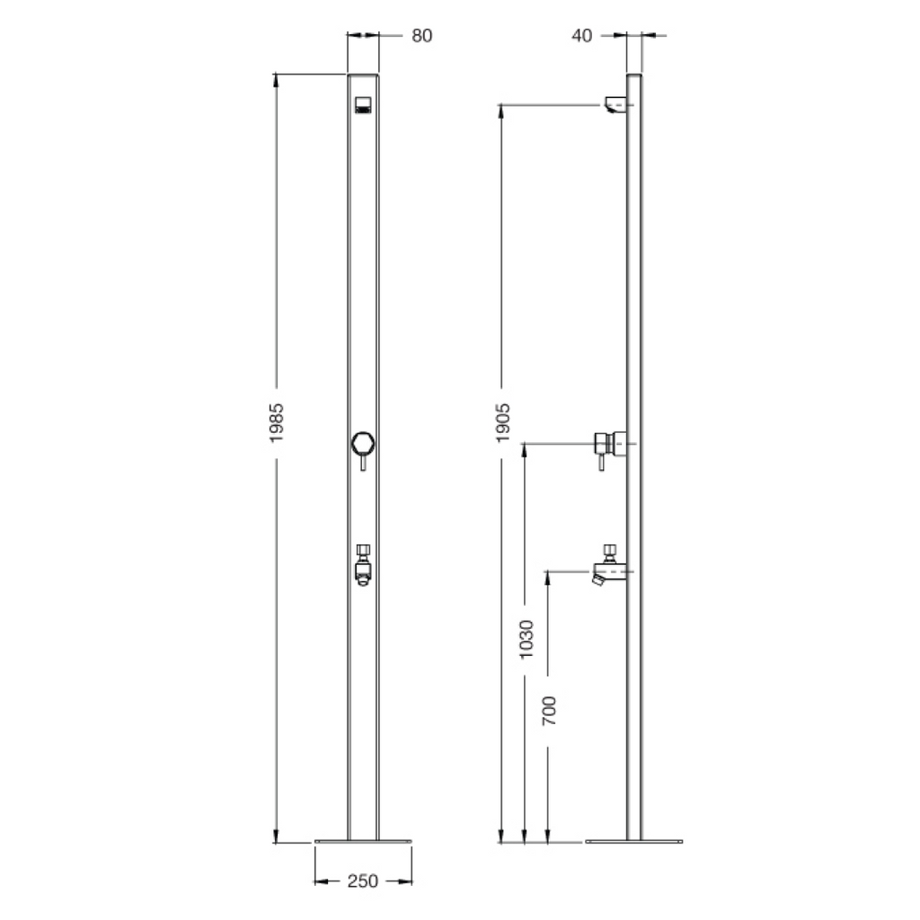 Rainware Suncoast Premium Freestanding Hot & Cold Shower w/Footwash - 316 Stainless Steel - 4505-Suncoast